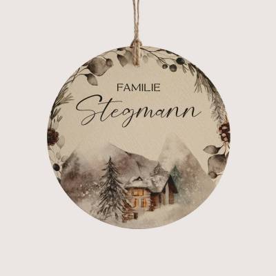 Personalisiertes Türschild *Wintertime* mit Name für Familien / Namensschild aus Holz in verschiedenen Größen