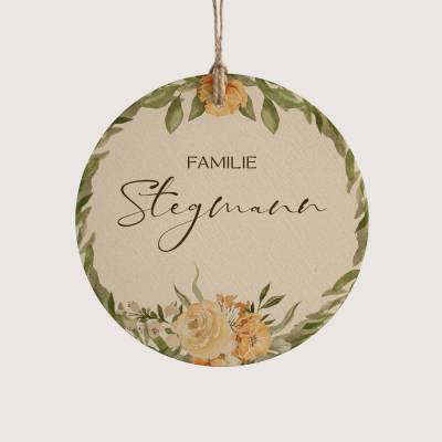 Personalisiertes Türschild *Blütentraum* mit Name für Familien / Namensschild aus Holz in verschiedenen Größen