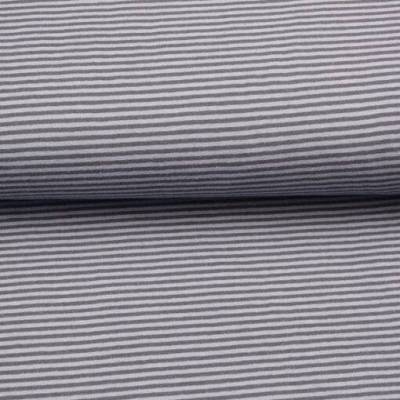 0,50m Baumwolljersey grau hellgrau Streifen 3mm – Ringeljersey Meterware zum Nähen, Öko-Tex