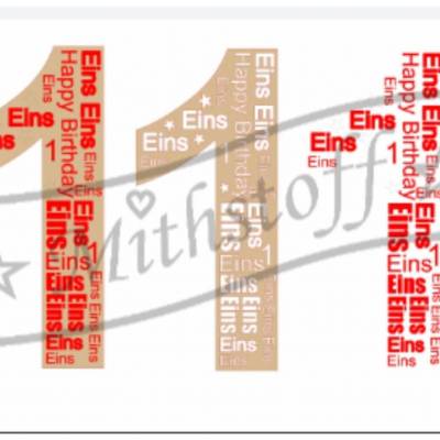 SVG - PNG - DXF - Datei - Geburtstagszahl - Eins - Zahl - 1 - Plotterdatei - Happy Birthday