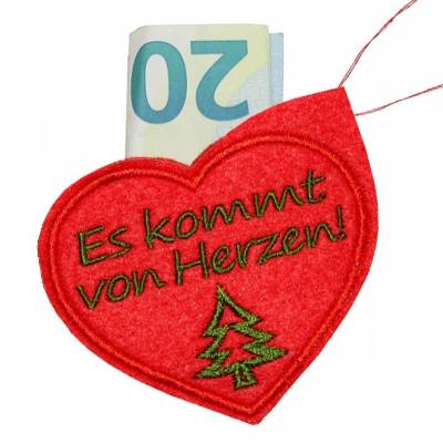 Weihnachten Geldgeschenk Geschenkanhänger Herz aus Filz – Wiederverwendbar & liebevoll