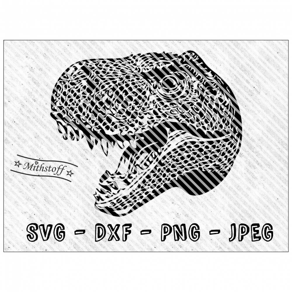 Plotter File - T-Rex - Dinosaur - SVG - DXF - PNG - Jpeg - File - Dino - Tyrannosaurus Bild 1