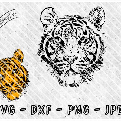Plotterdatei - Tiger - cool - SVG - DXF - PNG - Jpeg - Datei