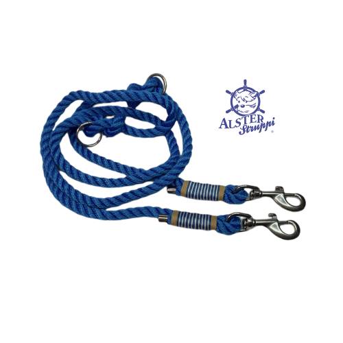 Hundeleine verstellbar, Tauleine, natur, blau, weiß, silber, Wunschlänge, ab 6 mm Taustärke