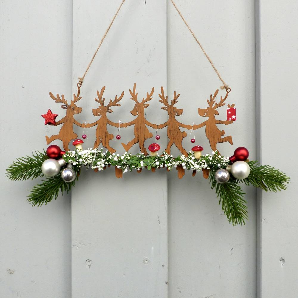 Weihnachts-Fensterdeko für den Advent, Metall-Elche in Rost-Farbe Bild 2