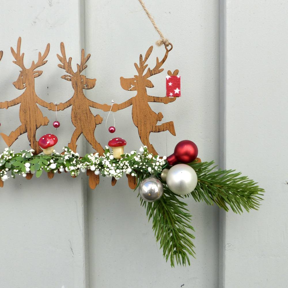 Weihnachts-Fensterdeko für den Advent, Metall-Elche in Rost-Farbe Bild 4