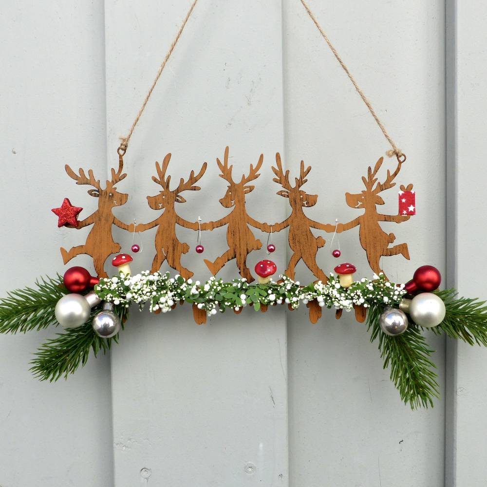 Weihnachts-Fensterdeko für den Advent, Metall-Elche in Rost-Farbe Bild 5