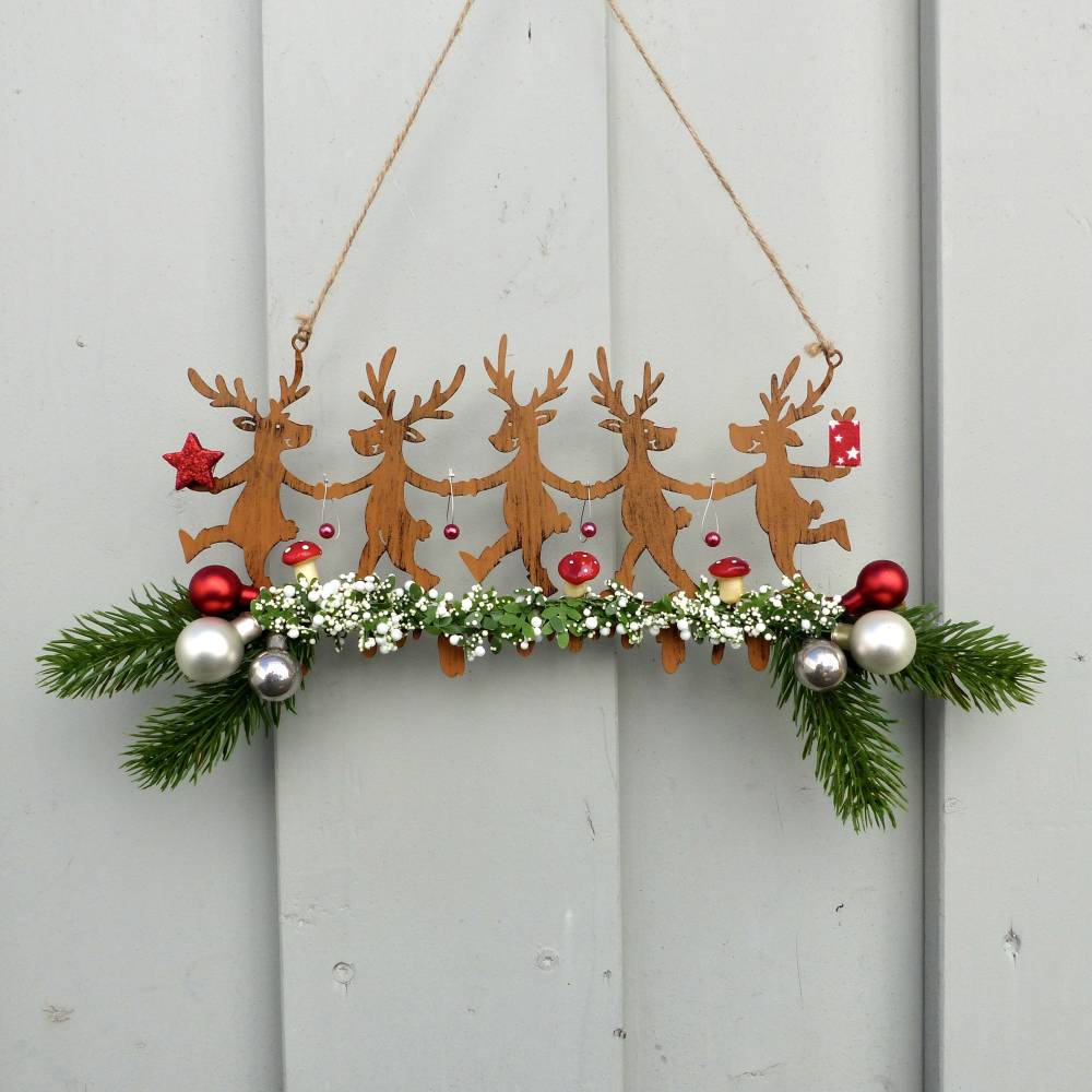 Weihnachts-Fensterdeko für den Advent, Metall-Elche in Rost-Farbe Bild 6