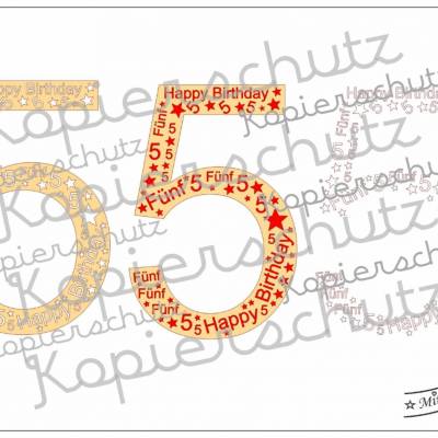 SVG - PNG - DXF - Datei - Geburtstagszahl - Fünf - Zahl - 5 - Plotterdatei - Happy Birthday