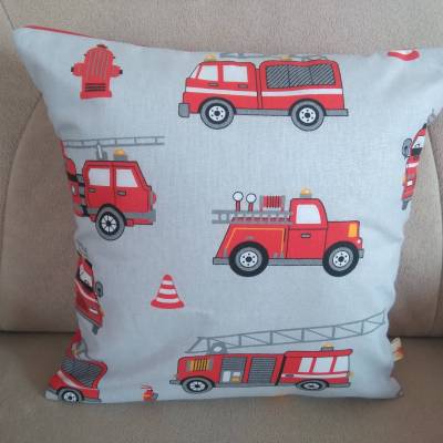 Dekokissen fürs Kinderzimmer, Kissen für Kinder, Kissen Bezug 30x30 cm , Feuerwehr