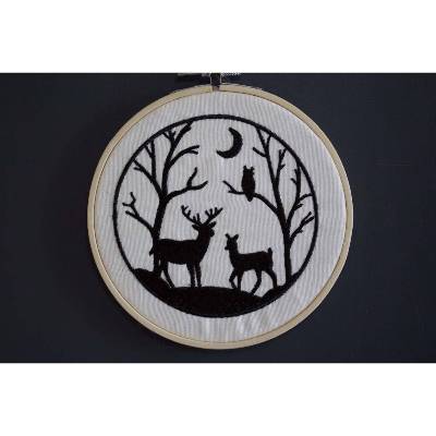 Stickdatei  Scherenschnitt "Hirsche im Wald"