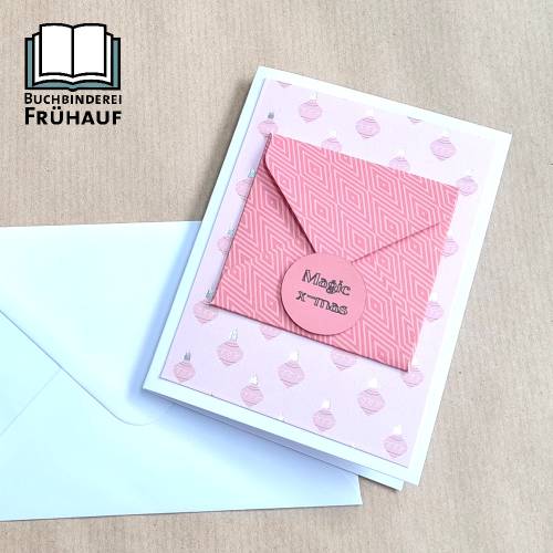 Weihnachtskarte für Geldgeschenke Christbaumkugeln