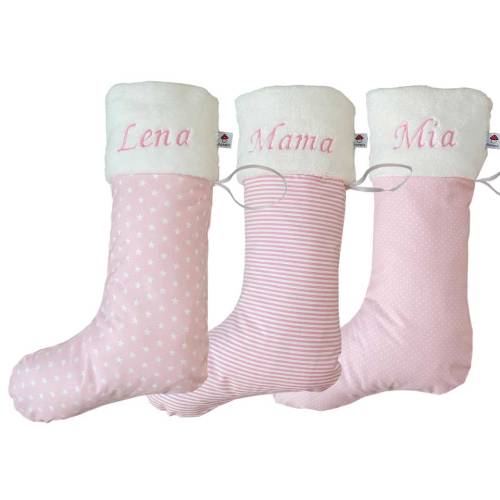 Nikolausstrumpf XXL / Nikolausstiefel / Nikolaussocke mit Namen personalisiert in rosa