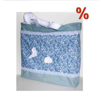 Jeans Stofftasche Muscheln – Upcycling Shopper, Unikat, groß & robust, Einkaufsbeutel Jeansstoff, Shopping-Bag, Strandtasche, Badetasche