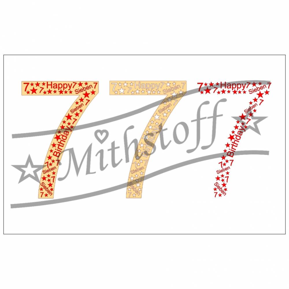 SVG - PNG - DXF - Datei - Geburtstagszahl - Sieben - Zahl - 7 - Plotterdatei - Happy Birthday Bild 1