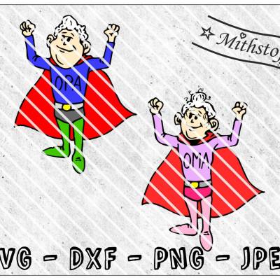 Plotterdatei - super Opa Oma  - SVG - DXF - PNG - Datei - grandpa - grandma - superhero