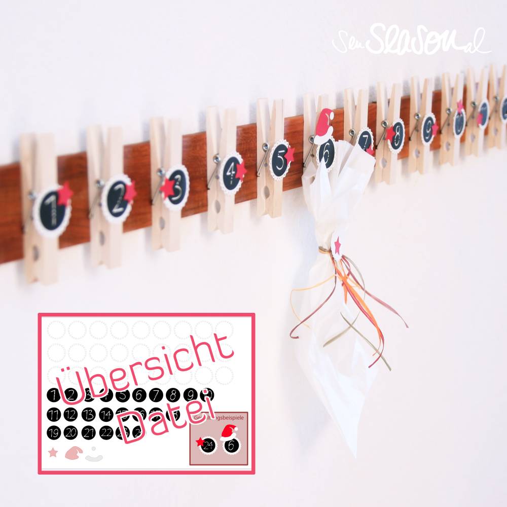 Plotterdatei Zahlen für Adventskalender, mit Stern, Nikolaus-Hut, Plotterdatei Adventskalenderzahlen für Papier plotten Bild 2