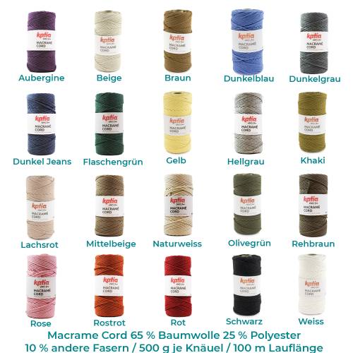 Hochwertige Macrame-Cord-Wolle-65 Prozent Baumwolle-25 Prozent Polyester-10 % andere Fasern-500 g Knäuel-100 Meter