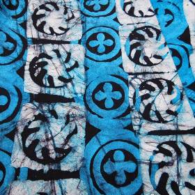 echter Wachsbatik-Stoff - handgebatikt in Ghana - Tie Dye - 70cm - türkis weiß schwarz - Baumwolle