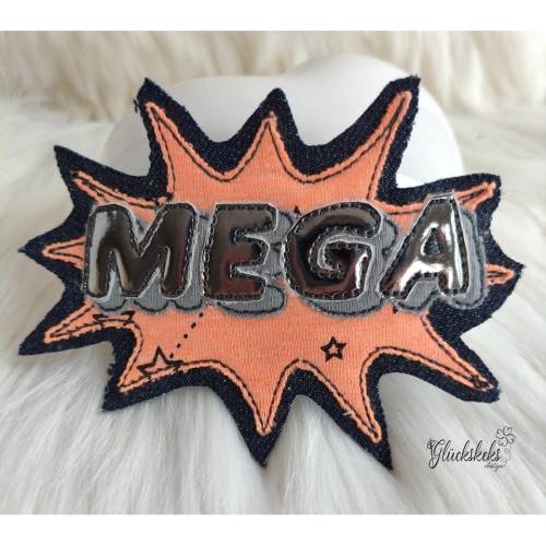 Doodle Stickdatei MEGA in 3D Optik - Comic Schriftzug