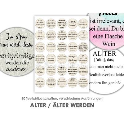 ALTER / Älter werden - Teelicht-Botschaften Teelicht Vorlagen Bilder für Teelichter digitale Datei Teelicht