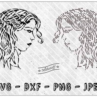 Plotterdatei - Lady Rosalie - Frau - SVG - DXF - PNG - Jpeg - Datei - Dame - Strass - Ss10 -