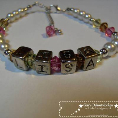 SILBER Namensarmband in drei Farben "LISA"