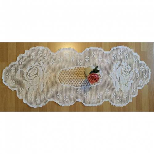 Prachtstück: große Häkeldecke mit Rosen Maße 136 cm x 53 cm