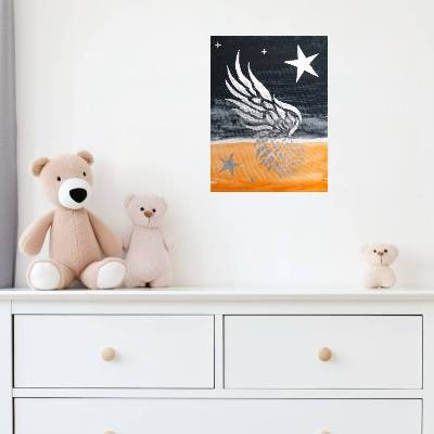 Bild mit Engelsflügel links auf Leinwand 18x24 Malerei 