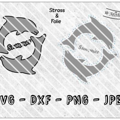 Datei - Delfin - Summer - Strass & Folie - SVG - PNG - DXF - Jpeg - Wildnis