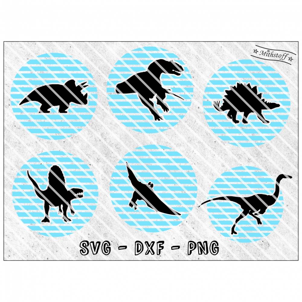 Plotterdatei - Dinosaurier - Dino - cool - SVG - DXF - PNG - Jpeg - Kreis - Datei - Triceratops - T-Rex - Pteranodon - S Bild 1