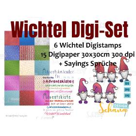 Digiset Wichtel Digipapier und Digistamps mit Sayings Schana Design