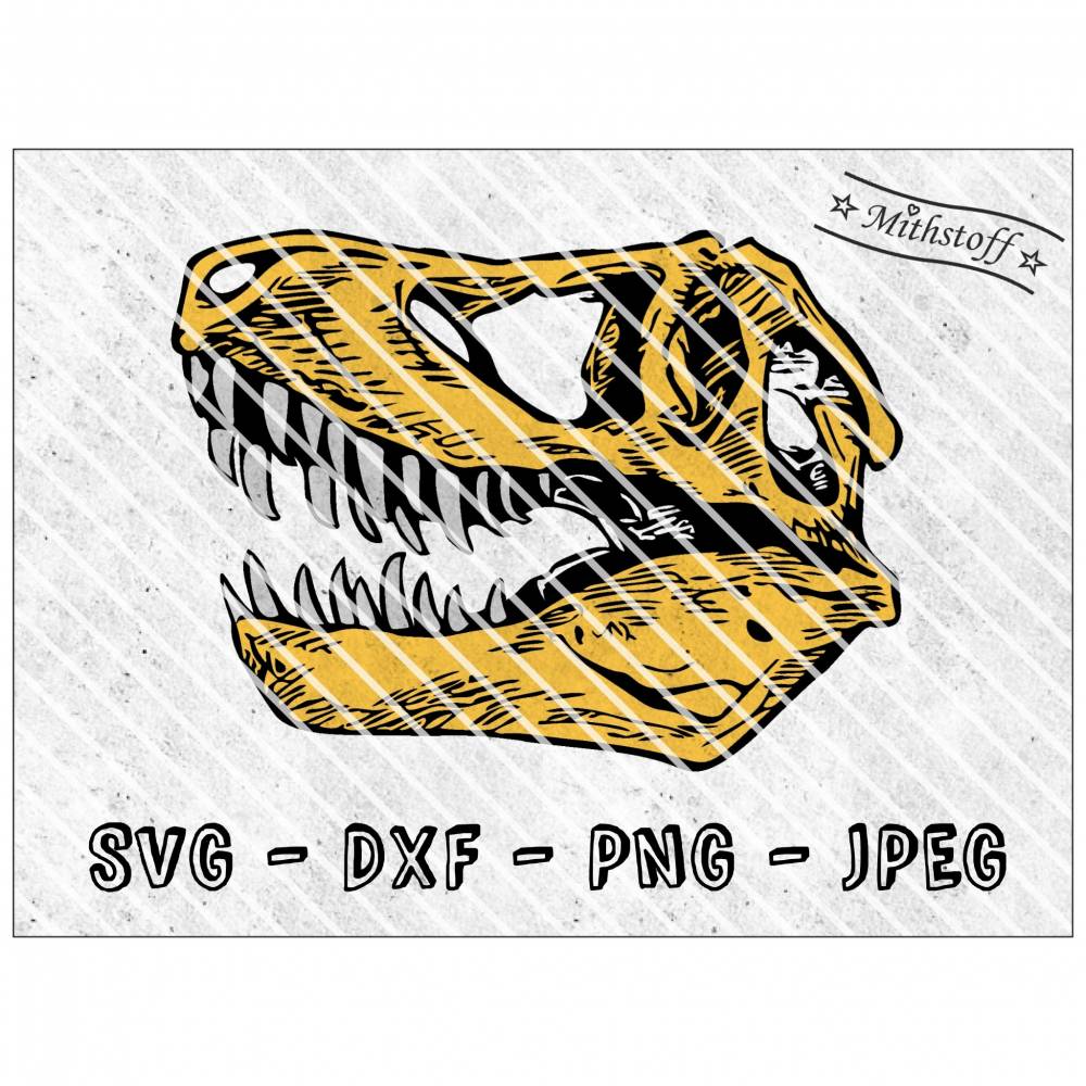 Plotterdatei - Dino - T-Rex - Schädel - SVG - DXF - Datei - Knochen - Dinosaurier Bild 1