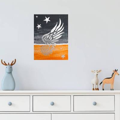 Bild mit Engelsflügel rechts auf Leinwand 18x24 Malerei 