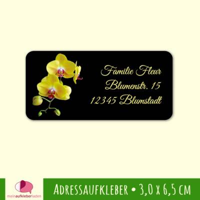 24 Adressaufkleber | Orchidee gelb - eckig 3,0 x 6,5 cm