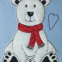 *  Eisbär sitzend  *  Outline (Umrandung) und Doodle / Stickdatei - 2 Dateien 13 x 18