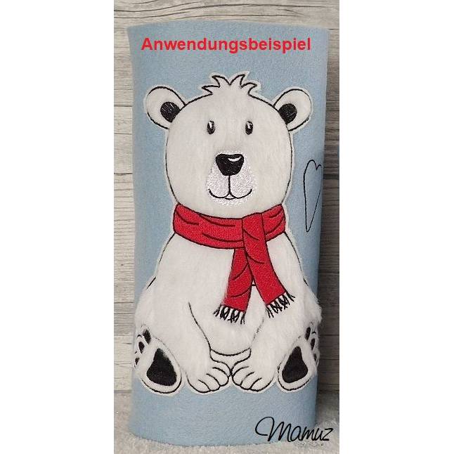 *  Eisbär sitzend  *  Outline (Umrandung) und Doodle / Stickdatei - 2 Dateien 13 x 18 Bild 2