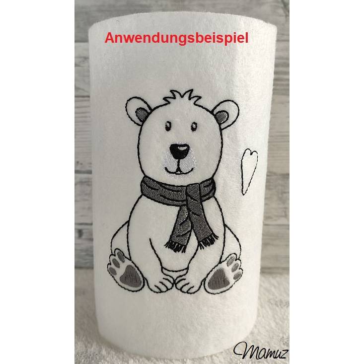 *  Eisbär sitzend  *  Outline (Umrandung) und Doodle / Stickdatei - 2 Dateien 13 x 18 Bild 3