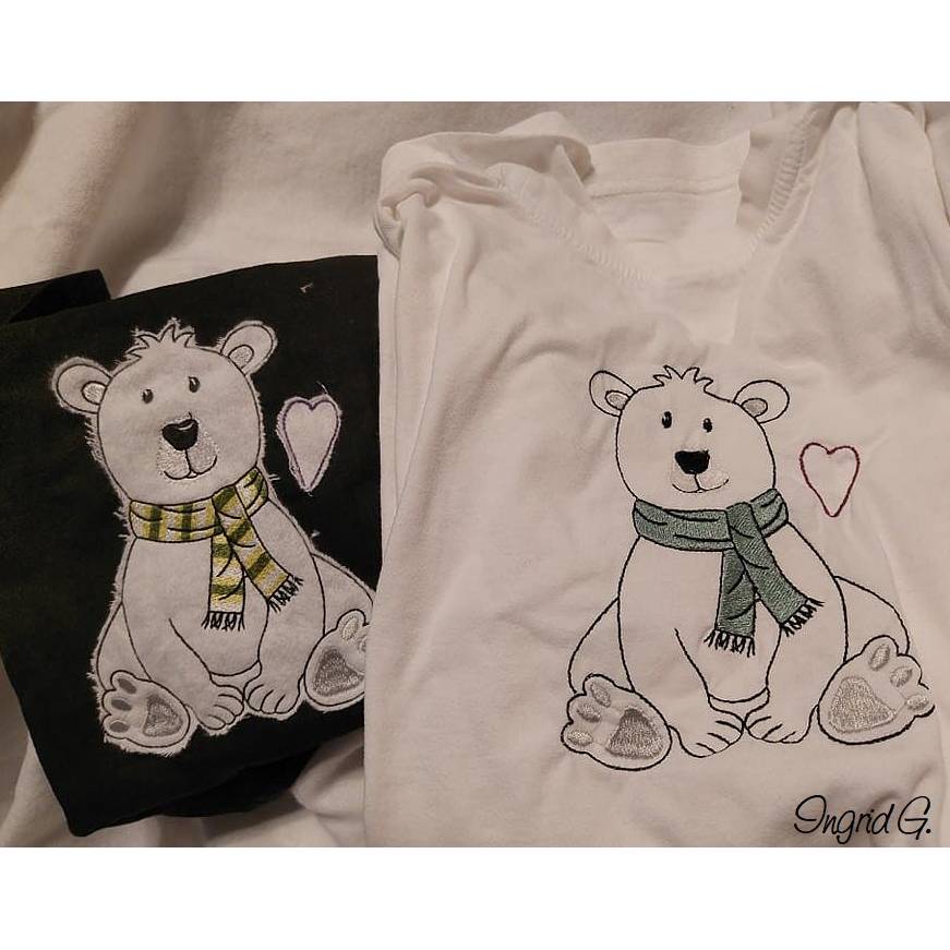 *  Eisbär sitzend  *  Outline (Umrandung) und Doodle / Stickdatei - 2 Dateien 13 x 18 Bild 4