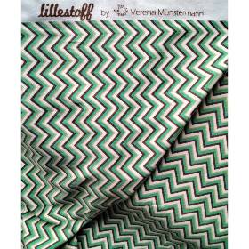 Baumwolljersey Zickzack, mint, braun, weiß, grün, 0,50 x 1,50m, lillestoff, GOTS/Ceres-050