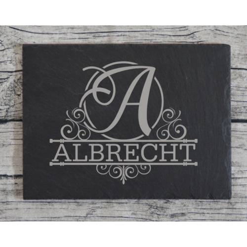 Türschild Familie Namensschild Schiefer Gravur Klingelschild Wohnen Wand Wanddekoration Hausschild Eingang schwarz grau