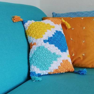 Anleitung Häkelkissen Ceramicandria mit Rautenmuster