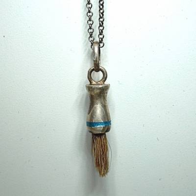 Silber Rasierpinsel an Silberkette  Geschenk zum 1. Bartwuchs oder so ….