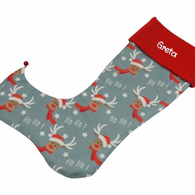 Wichtelstiefel Nikolausstiefel Elch mit Mütze & Namen - Nikolaussocke personalisiert Geschenk zum Nikolaus