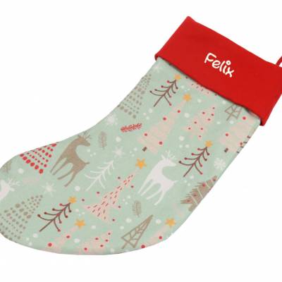 Nikolausstiefel Winterwald mit Namen - Nikolaussocke personalisiert - Geschenk zum Nikolaus Advent - Weihnachststiefel