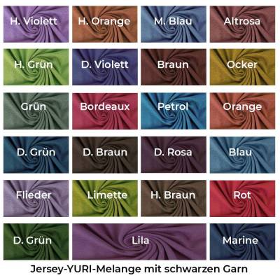Hochwertiger Jersey-YURI-Melange-Schwarzer Garn-150 cm breit-220 g/QM-50 cm Schritte-Meterware-23 Farben