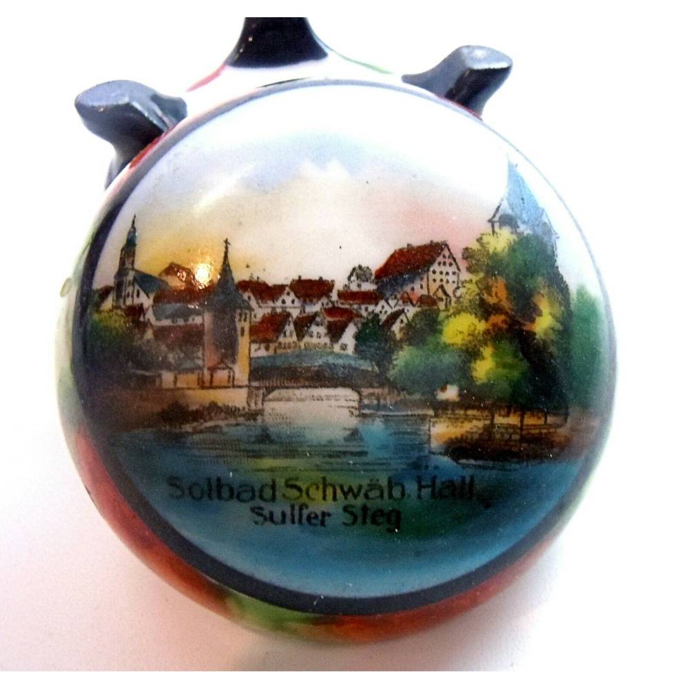 Antikes Porzellan Pillen- oder Süßstoff Döschen Solbad Schw.Hall um 1880