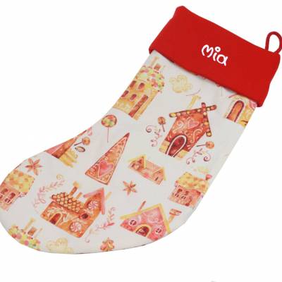 Nikolausstiefel Lebkuchenhaus mit Namen - Nikolaussocke personalisiert - Geschenk zum Nikolaus - Weihnachststiefel