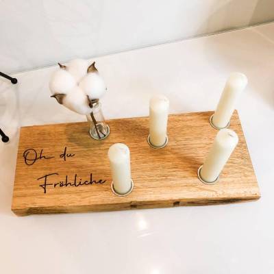 Personalisiertes Adventsbrett / Adventskranz aus hochwertigem Eichenholz mit Wunschgravur