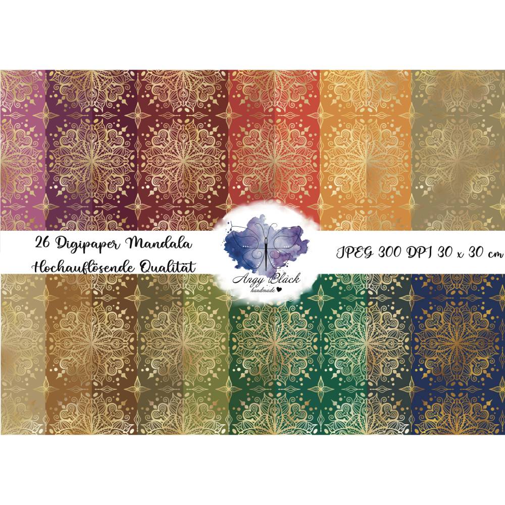 Mandala 26 Digipaper JPEG hochauflösende Qualität (300 DPI) Endlosmuster  auch für Weihnachten passend Bild 1
